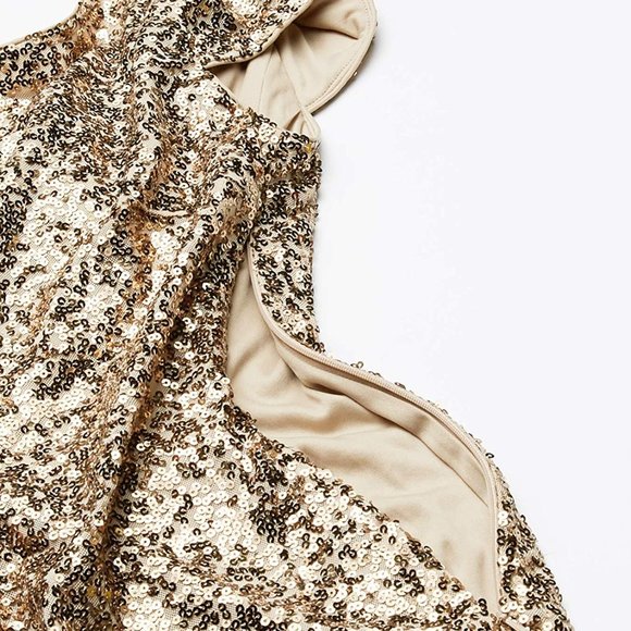 Badgley Mischka Long Gold Sequin Gown - Picture 2 of 7